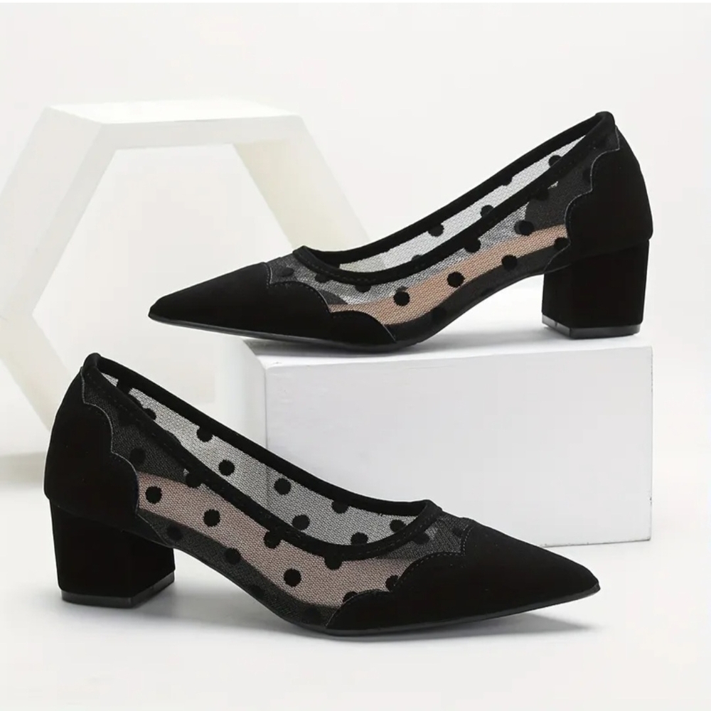 Elegant Black Polka Dot Heels